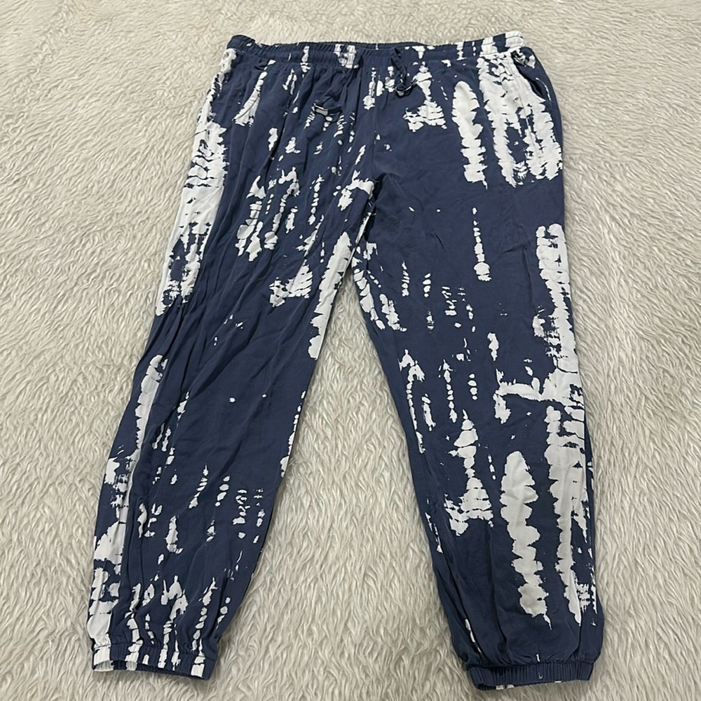 Blue tie dye print lounge summer elastic pants size xxl